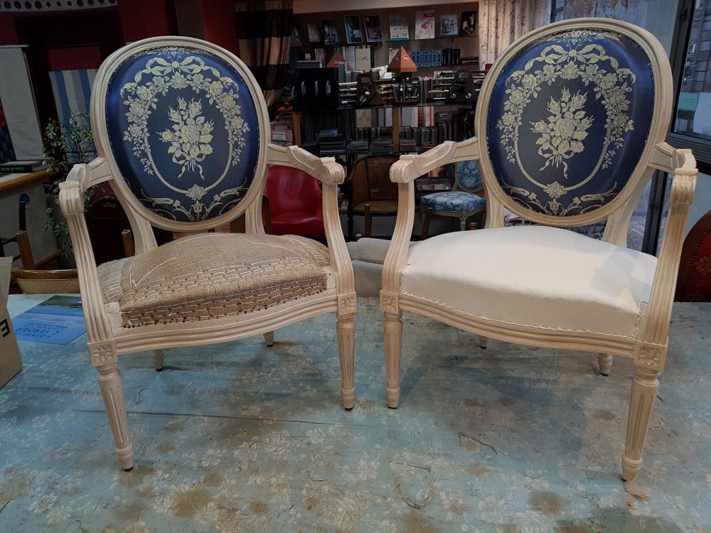 fauteuil fabrication fauteuil louis XVI traditionnel tapissier decorateur ollivier treguier lannion paimpol perros-guirec cotes d'armor